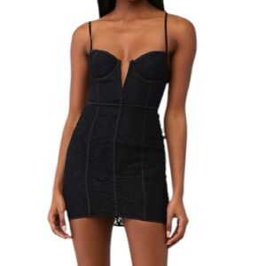 For Love & Lemons Julia Lace Mini Dress Black Women’s Size Medium NWT